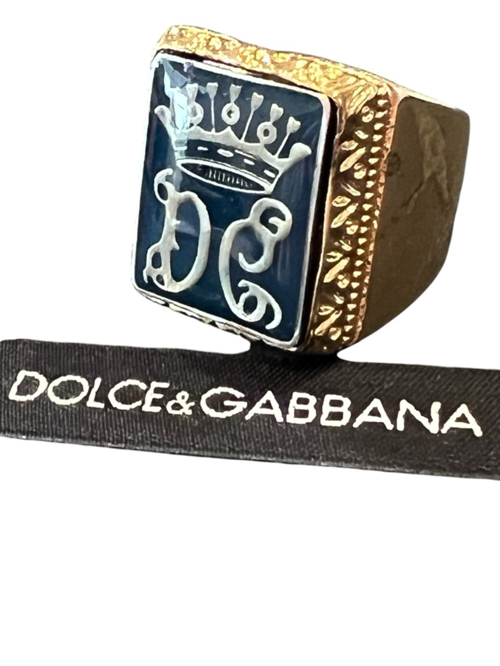 Dolce & Gabbana Blue Enamel Crest Ring - Picture 3 of 7
